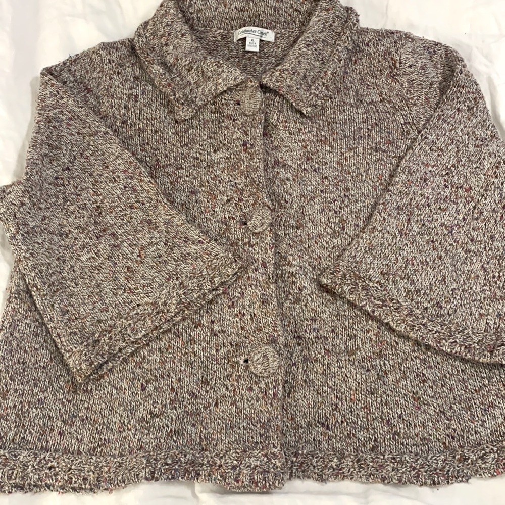Coldwater Creek Knit Button Swing Flare 3/4 Sleeve Sweater XL